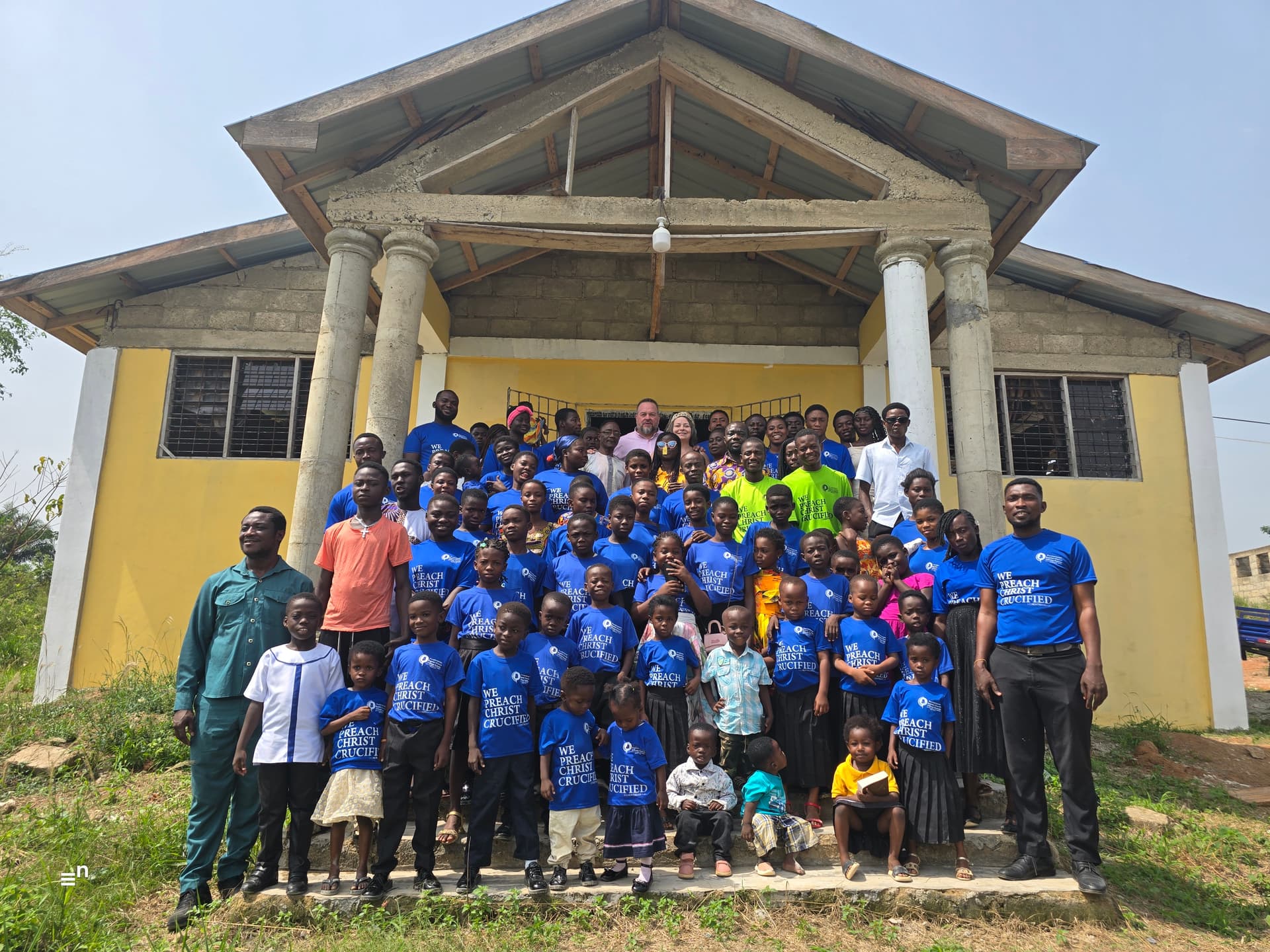 Children and caregivers at Kai'Ros International orphanage in Ghana